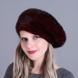 1809063 knitting mink fur beret hat LVCOMEFF (6)