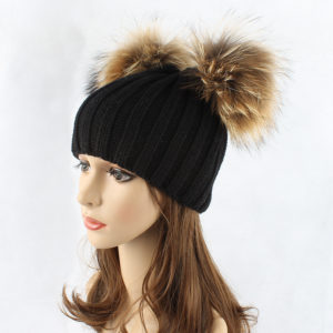1809076 hat with double raccoon fur ball eileenhou (2)