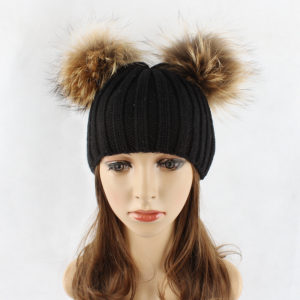 1809076 hat with double raccoon fur ball eileenhou (4)