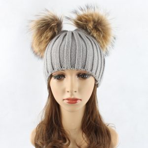 1809076 hat with double raccoon fur ball eileenhou (6)
