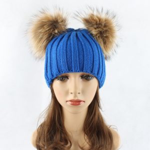 1809076 hat with double raccoon fur ball eileenhou (7)