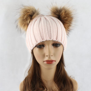 1809076 hat with double raccoon fur ball eileenhou (8)