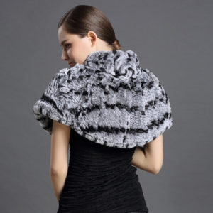 1809080 knitted rex rabbit fur shawl LVCOMEFF (10)