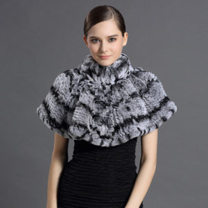 1809080 knitted rex rabbit fur shawl LVCOMEFF (2)