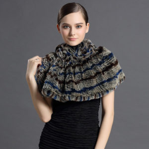1809080 knitted rex rabbit fur shawl LVCOMEFF (3)