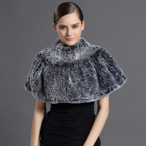 1809080 knitted rex rabbit fur shawl LVCOMEFF (6)