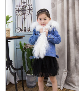 kid denim parka coat with rex rabbit fur lining eileenhou (1)