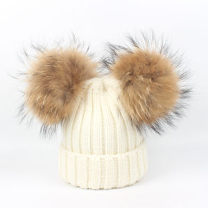 knitting raccoon poms hat set kid scarf knitting LVCOMEFF (16)1809054