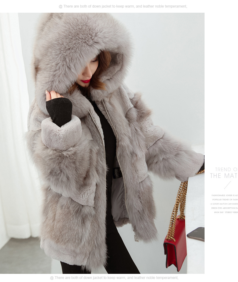 Rex Rabbit Fur Coat With Hood Fox, How To Make Rabbit Fur Coat