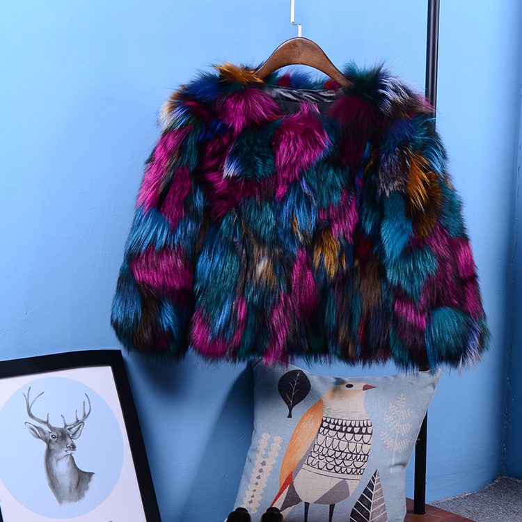 multicolor fur jacket