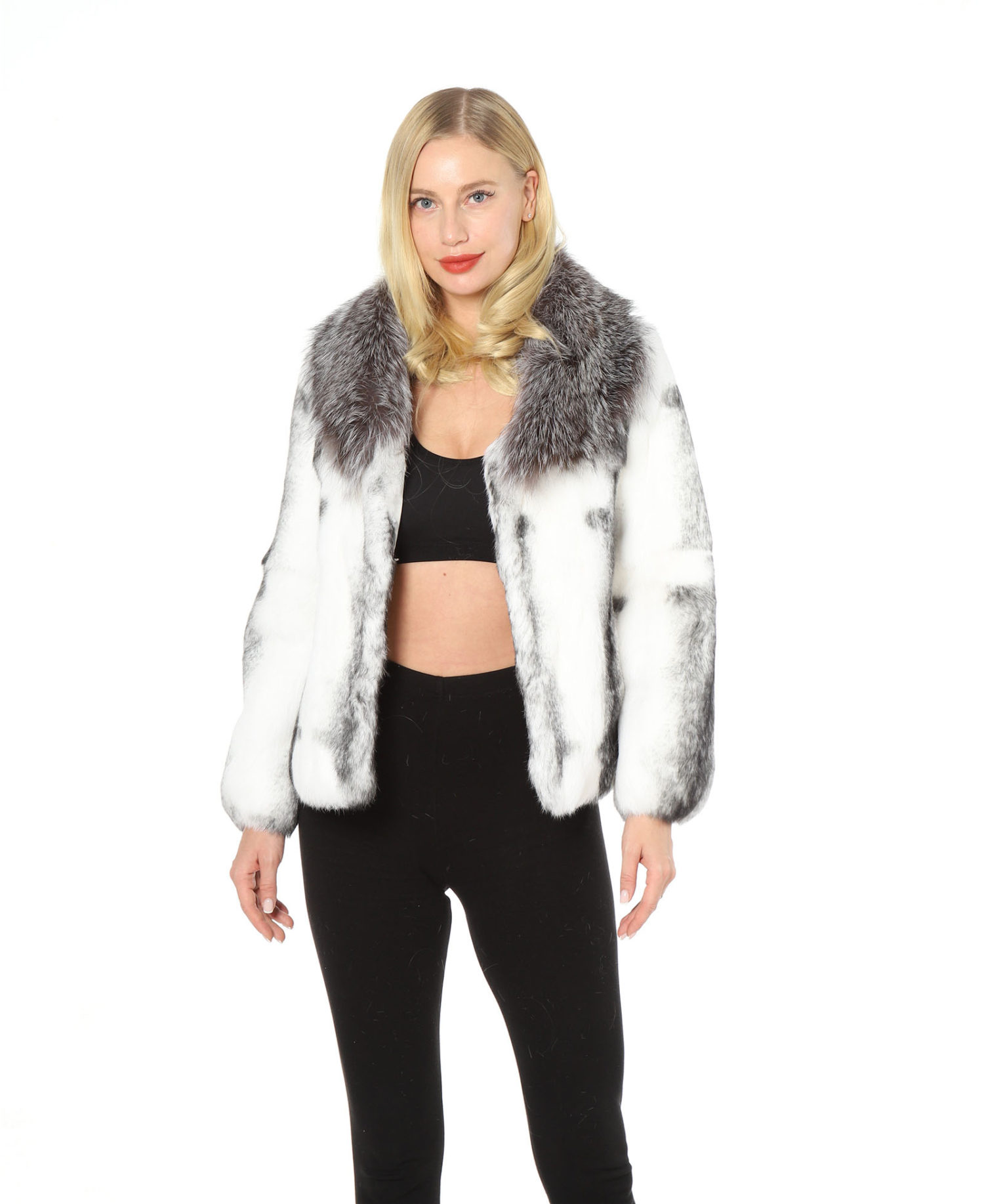real rabbit fur full pelt coat with sliver fox collar lvcomeff 2210001 - Image 9