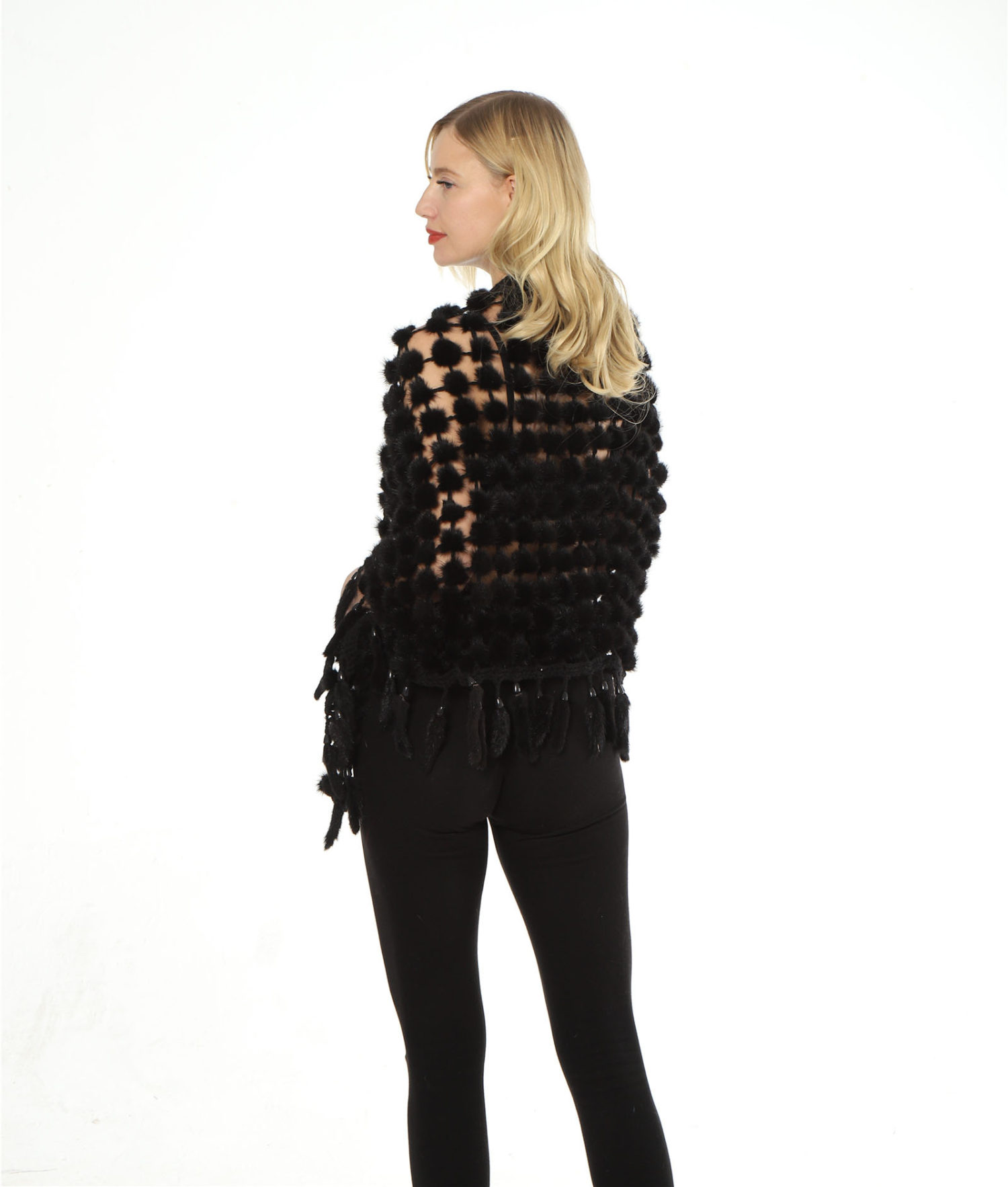 real mink fur sheer shawl with tassels lvcomeff 2210004 - Image 3