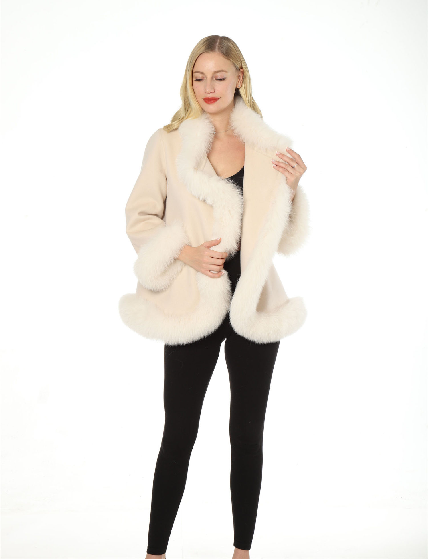 100% wool coat with fox fur front lvcomeff 2210026