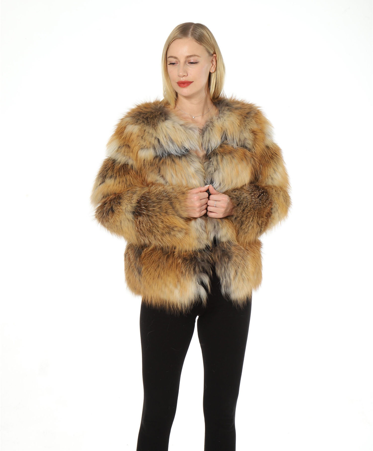 real fox fur stripe jacket lvcomeff 2210016 - Image 2