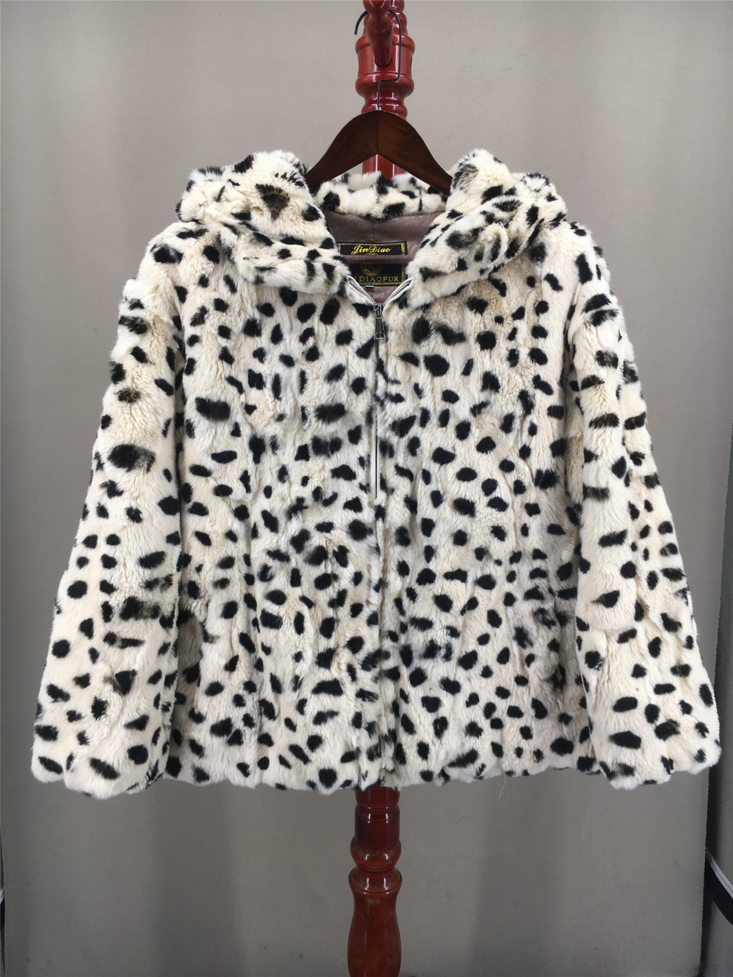 real rex rabbit fur with hood small pieces of jacket  lvcomeff 2210019 - Image 7