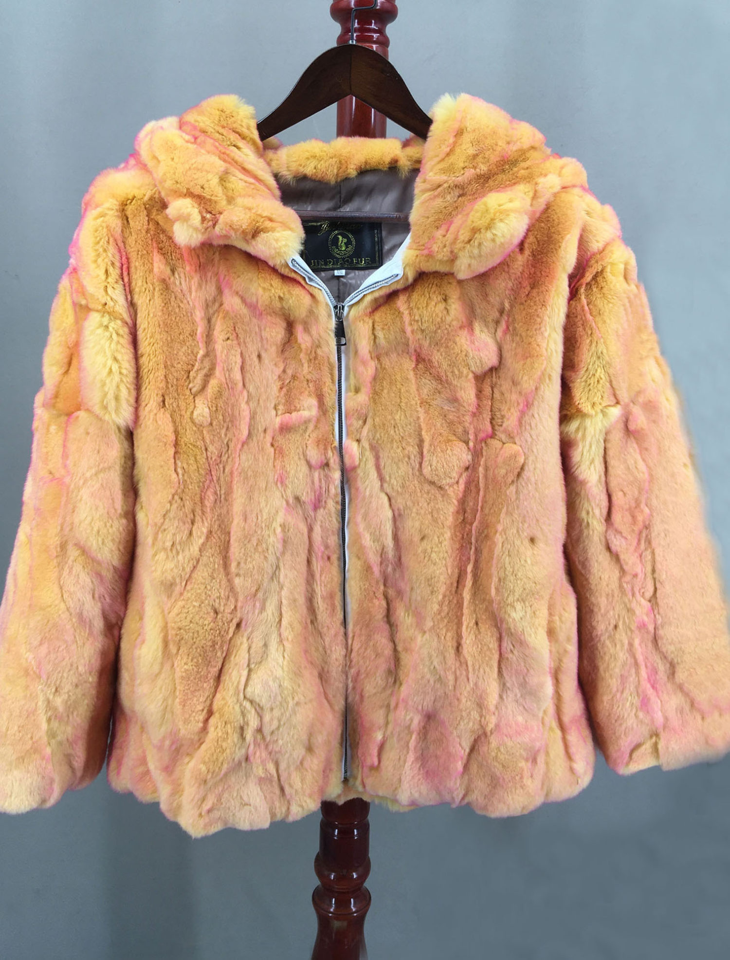 real rex rabbit fur with hood small pieces of jacket  lvcomeff 2210019 - Image 6