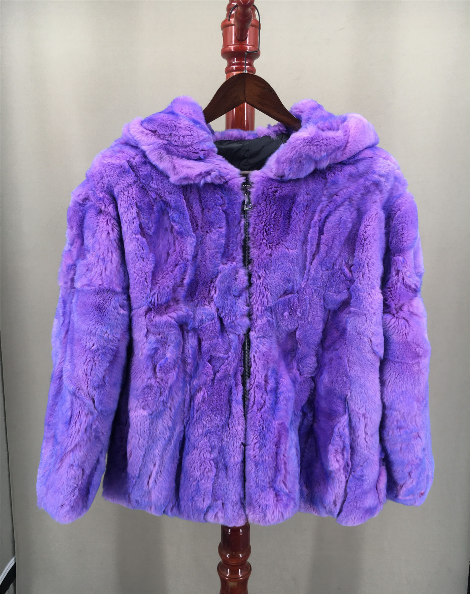 real rex rabbit fur with hood small pieces of jacket  lvcomeff 2210019 - Image 5