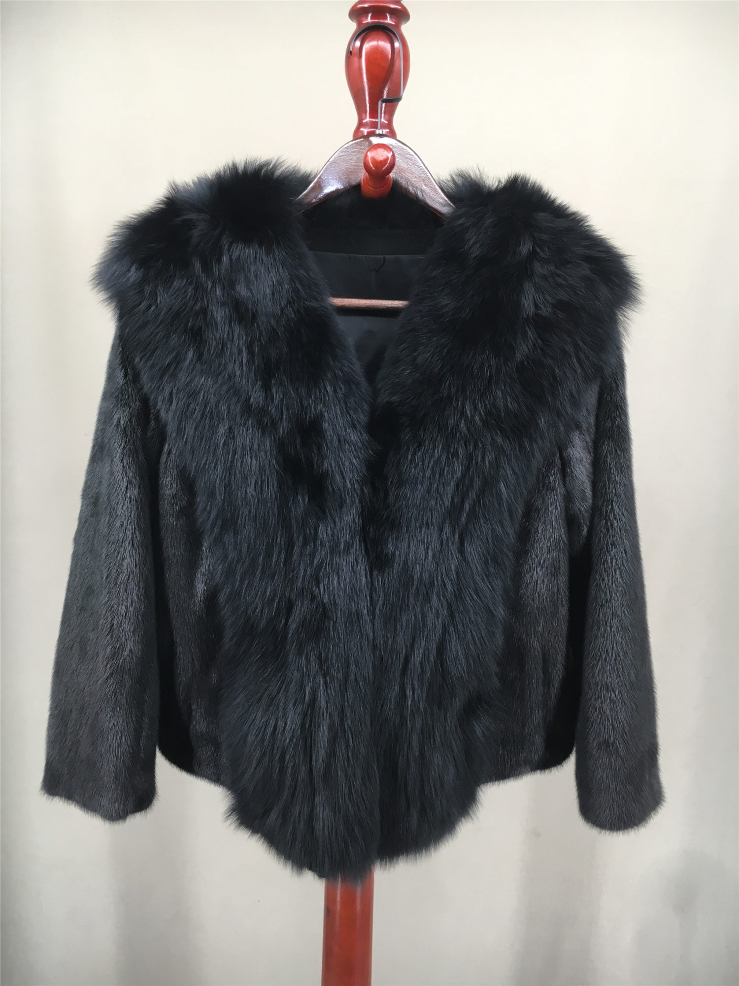 real mink fur coat with fox fur collar lvcomeff 2210025 - Image 7