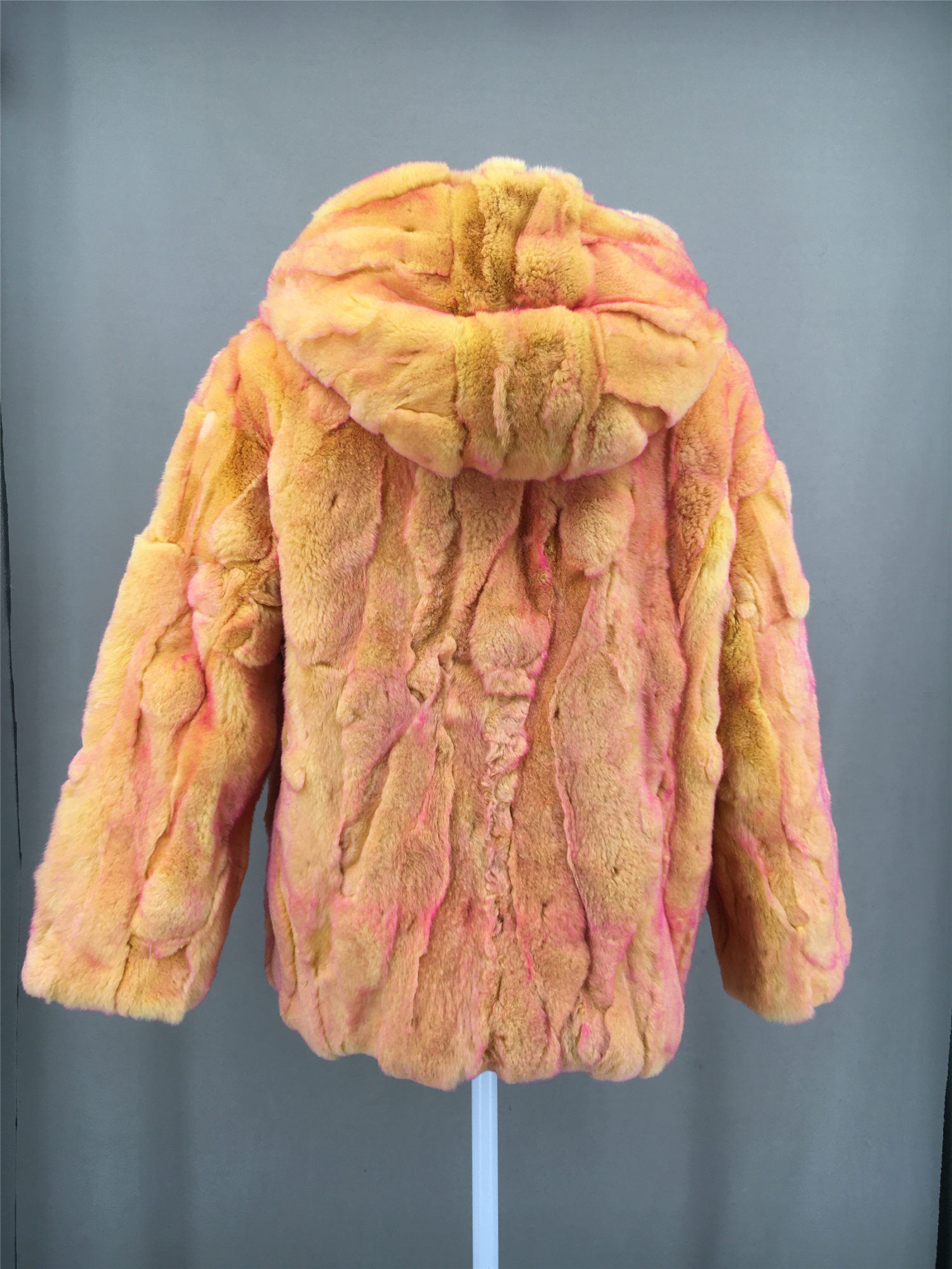real rex rabbit fur with hood small pieces of jacket  lvcomeff 2210019 - Image 3