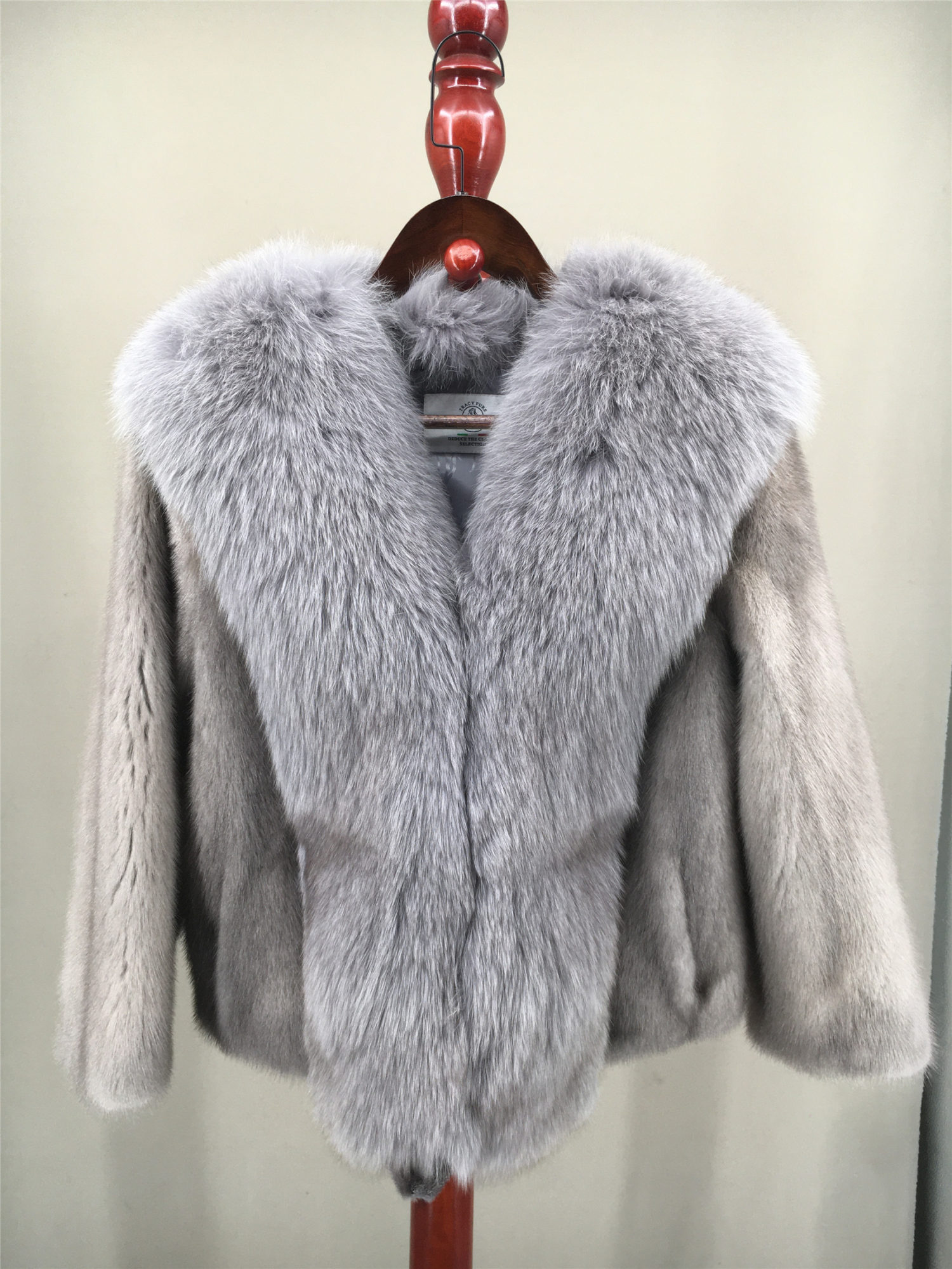 real mink fur coat with fox fur collar lvcomeff 2210025 - Image 5