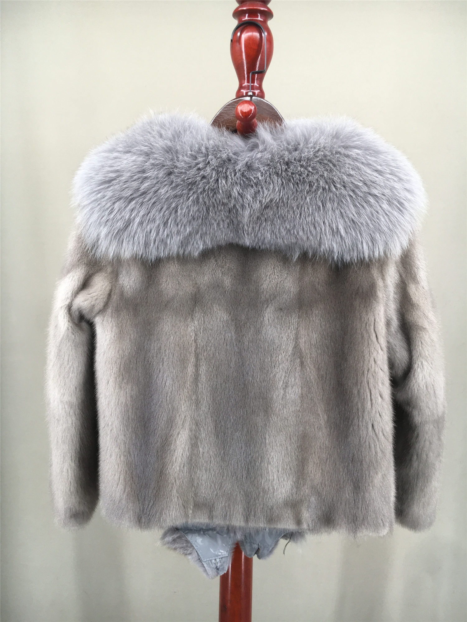 real mink fur coat with fox fur collar lvcomeff 2210025 - Image 4