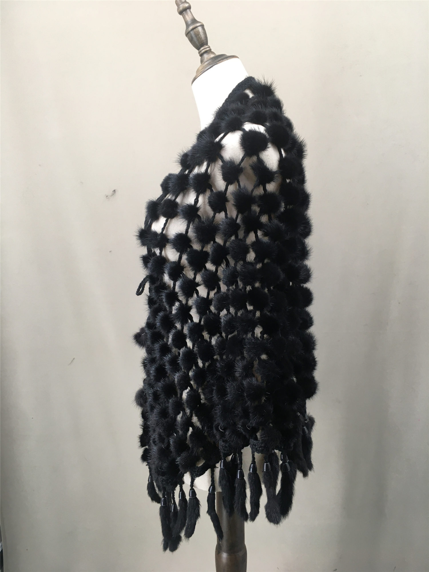 real mink fur sheer shawl with tassels lvcomeff 2210004 - Image 6