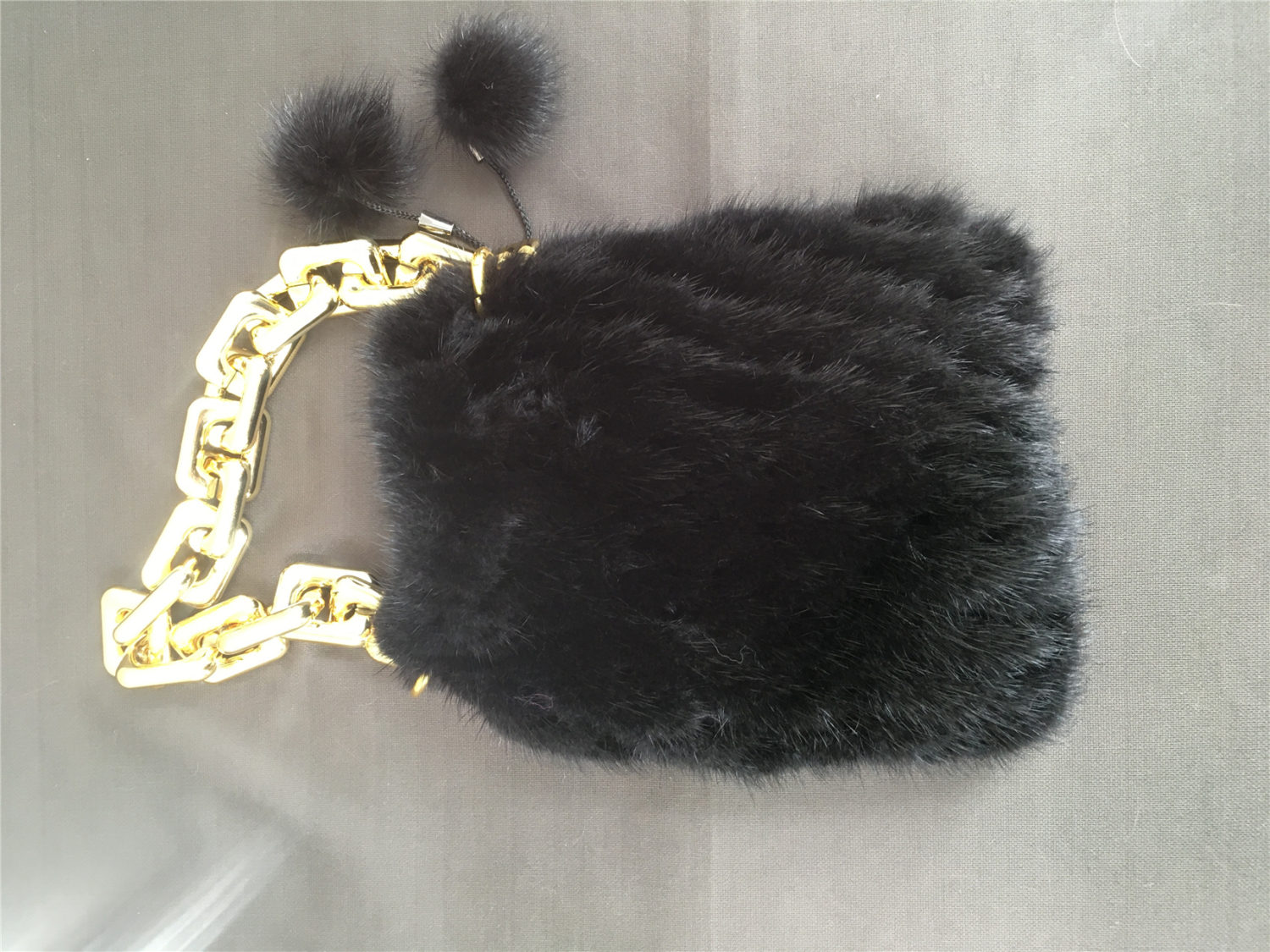 real mink fur big gold chain handbag lvcomeff 2210005 - Image 6