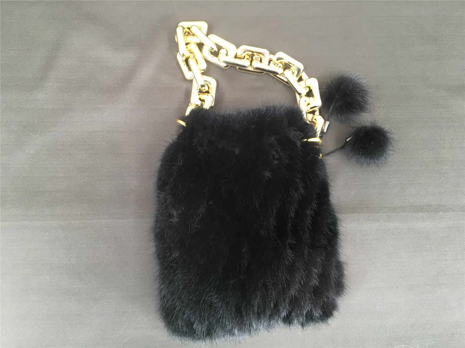 real mink fur big gold chain handbag lvcomeff 2210005 - Image 7