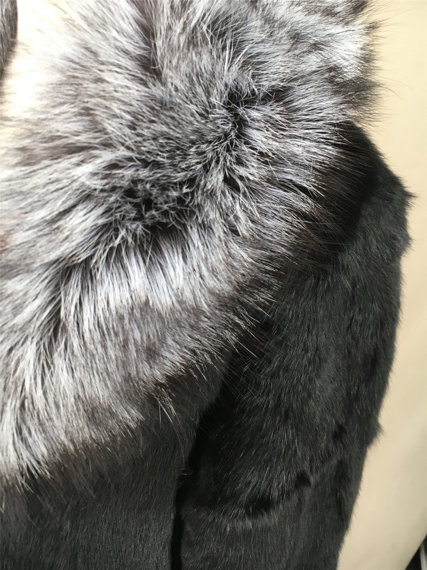 real rabbit fur full pelt with sliver fox collar and cuff coat lvcomeff 2210023 - Image 3