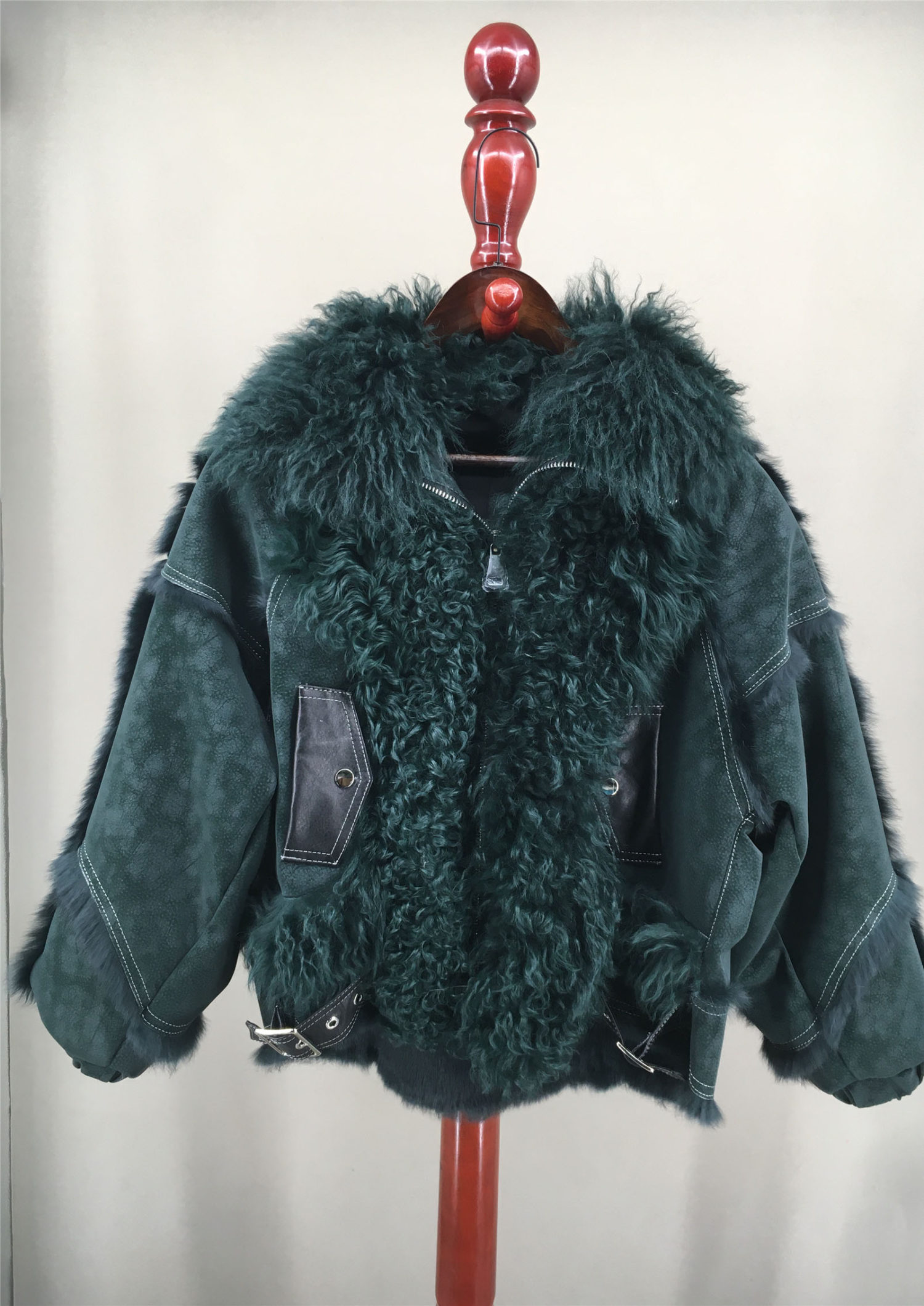 real lamb fur with rabbit fur lining coat lvcomeff 2210022 - Image 2