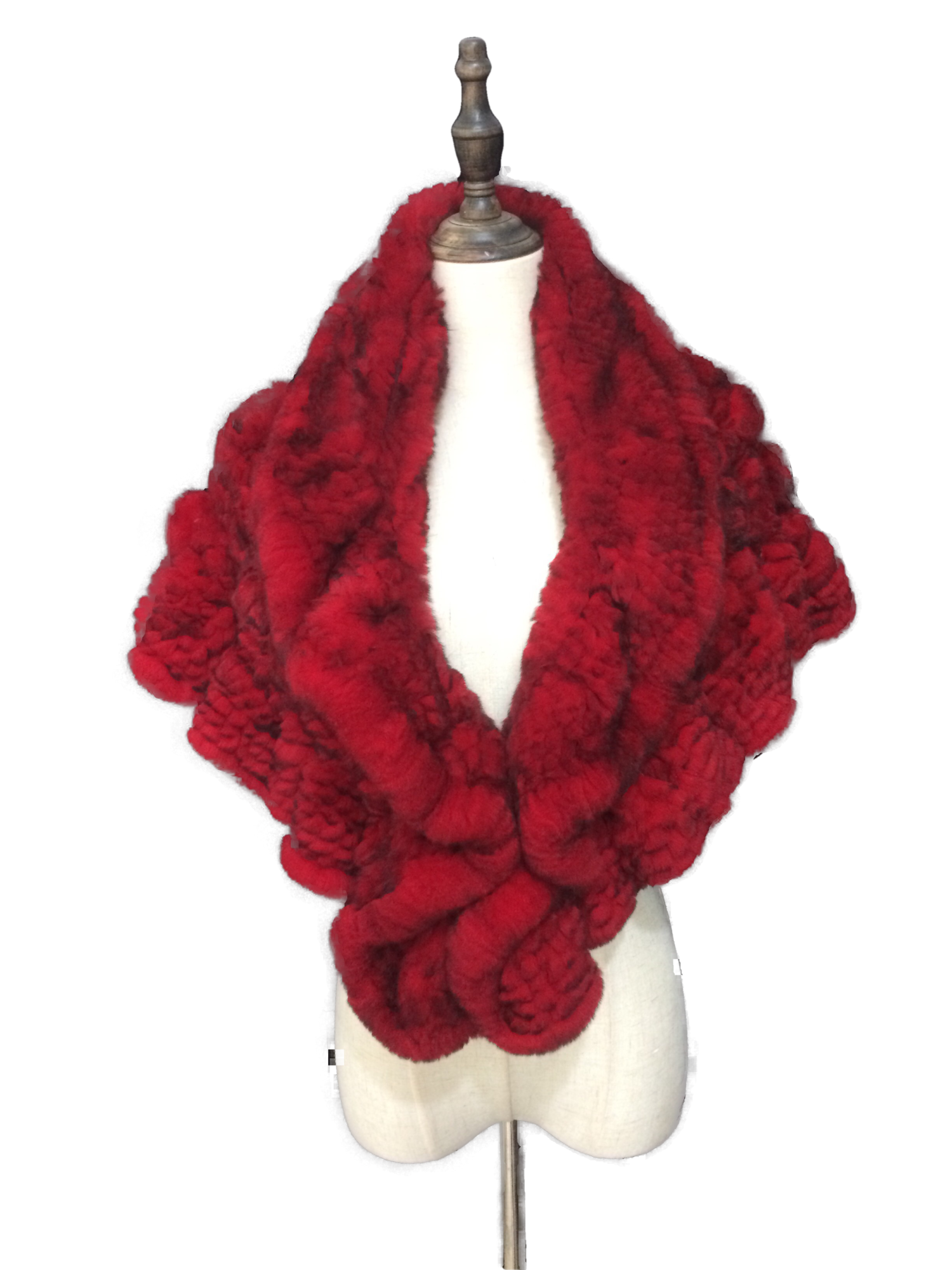 red falbala real rex rabbit fur shawl for women lvcomeff 210735 - Image 3