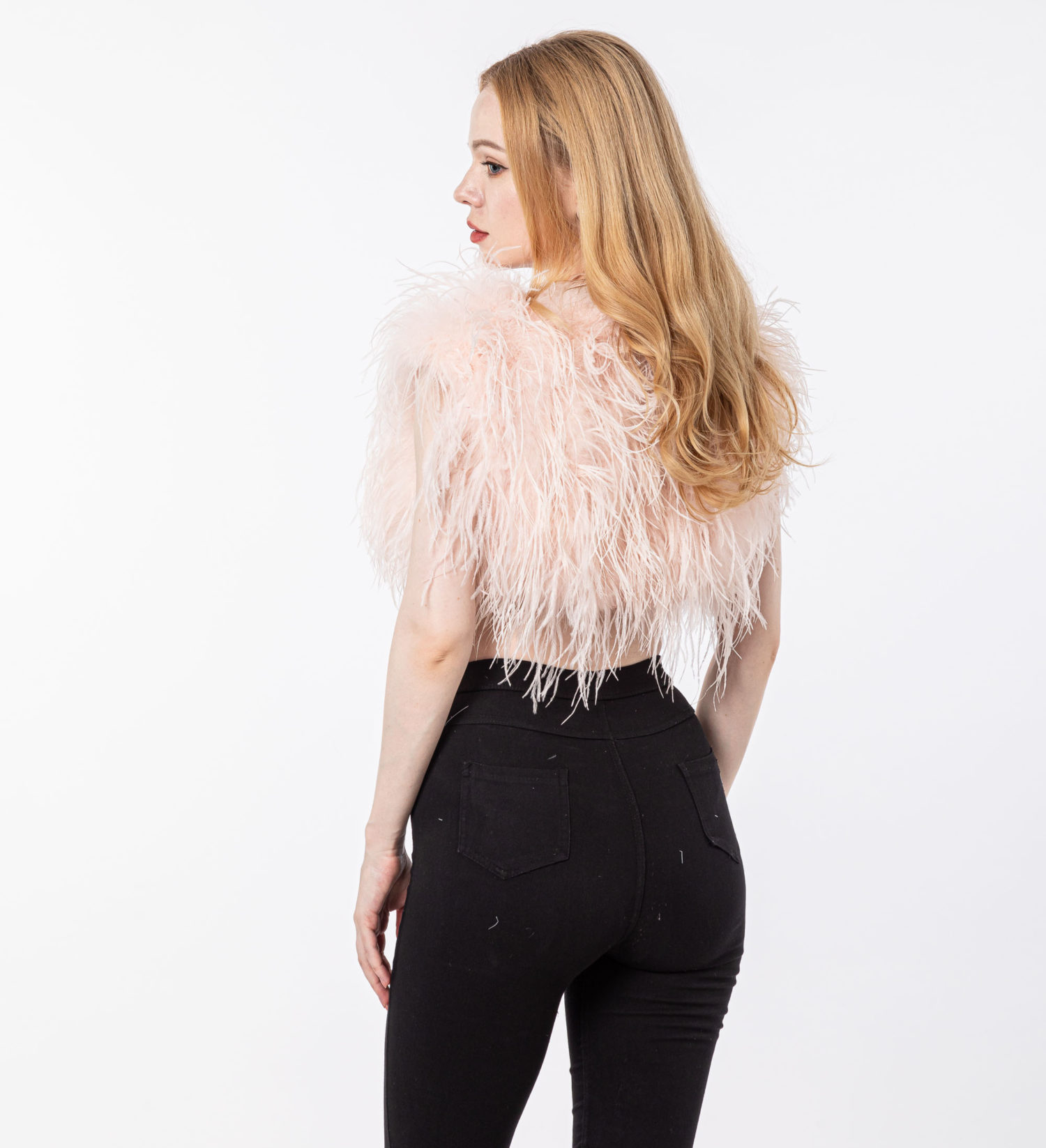 fashion short turkey feather ostrich feather women vest  Lvcomeff 210704 - Image 5
