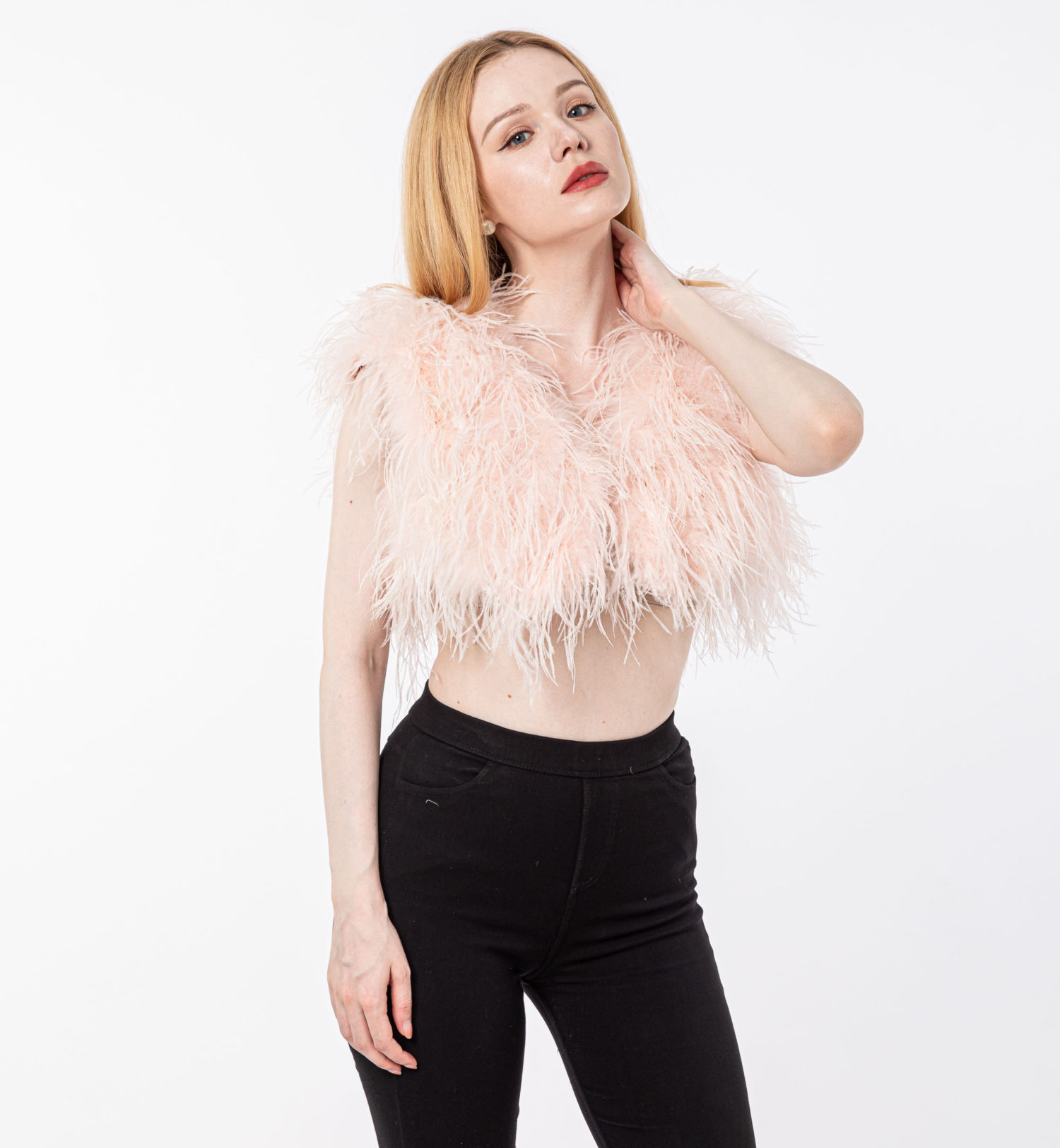 fashion short turkey feather ostrich feather women vest  Lvcomeff 210704 - Image 2