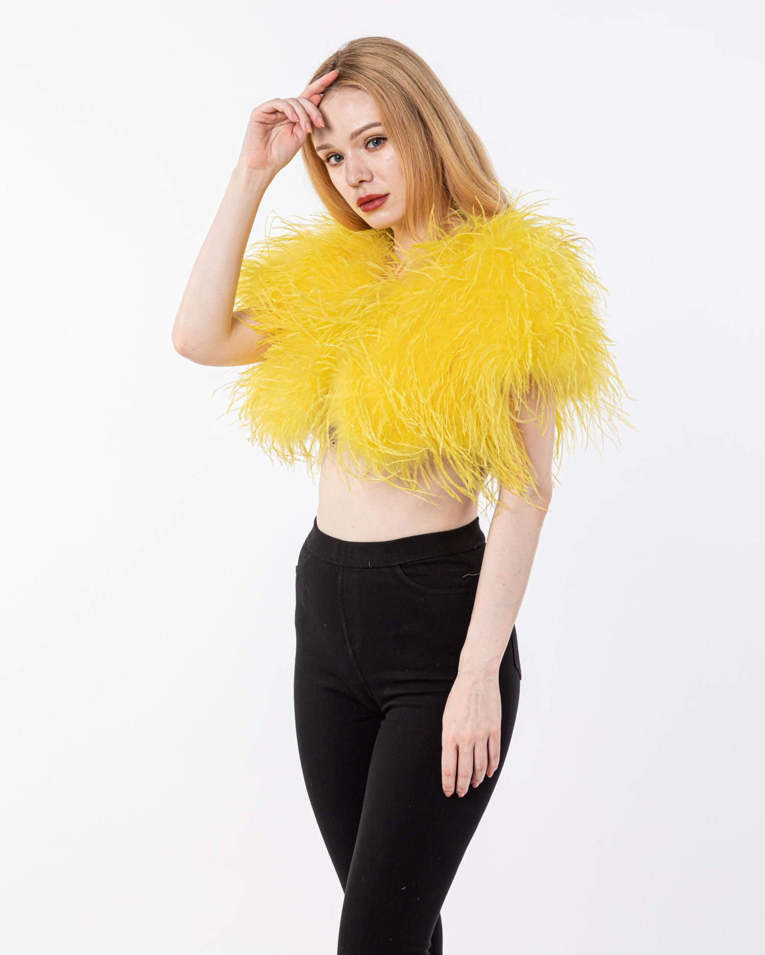 party turkey feather ostrich feather vest for women Lvcomeff 210705 - Image 2