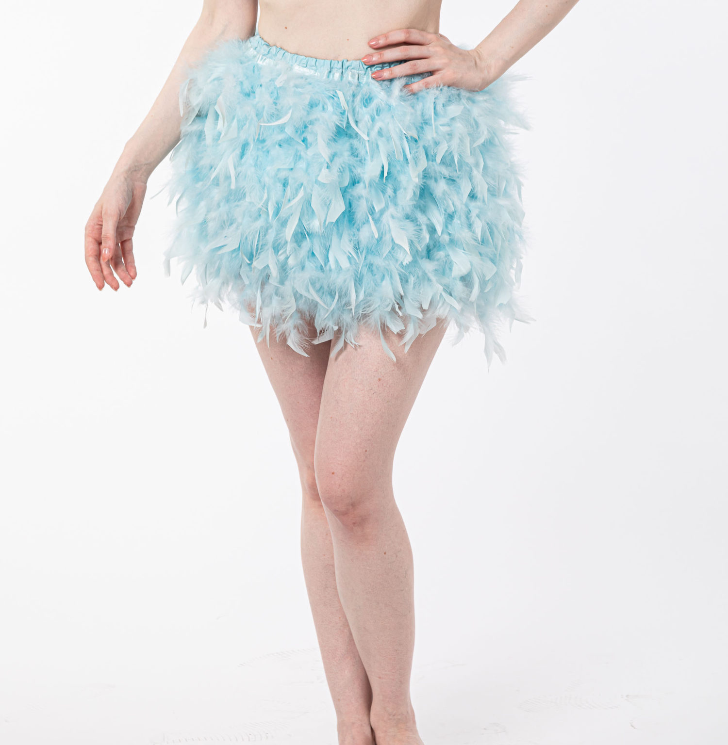 blue black elastic women feather skirt for party Lvcomeff 210709 - Image 3