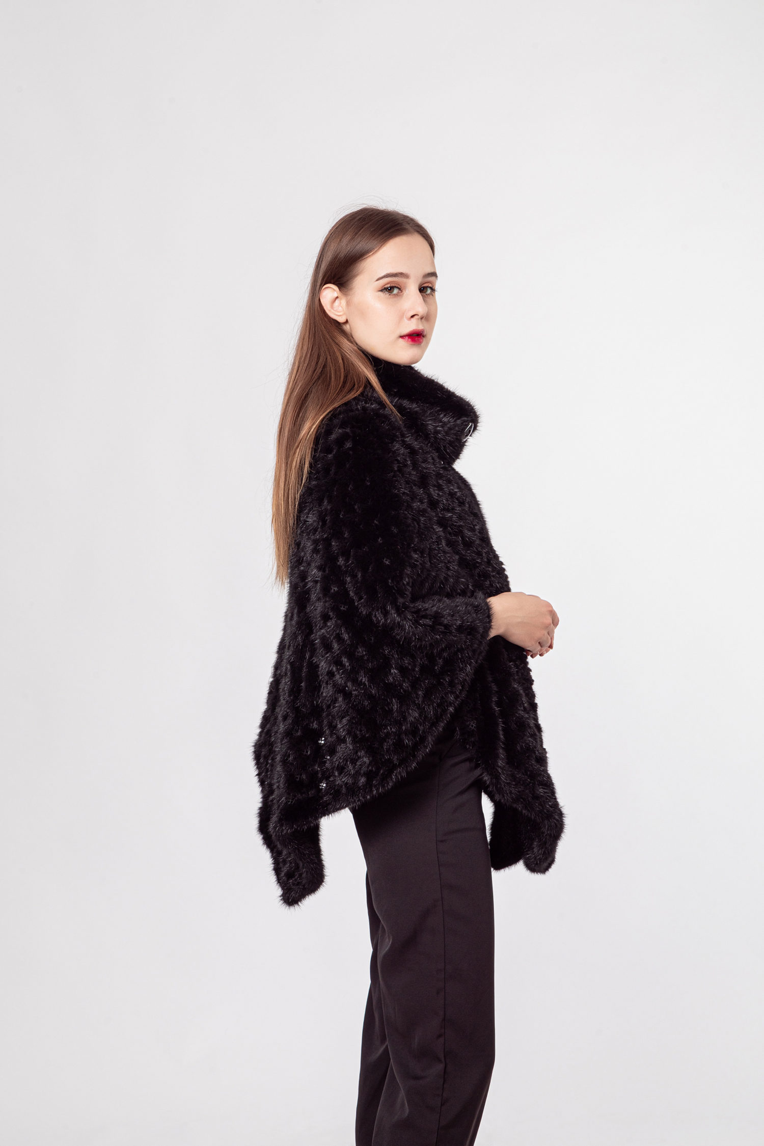 free size real knitted mink fur collar shawl for women lvcomeff 210723 - Image 4