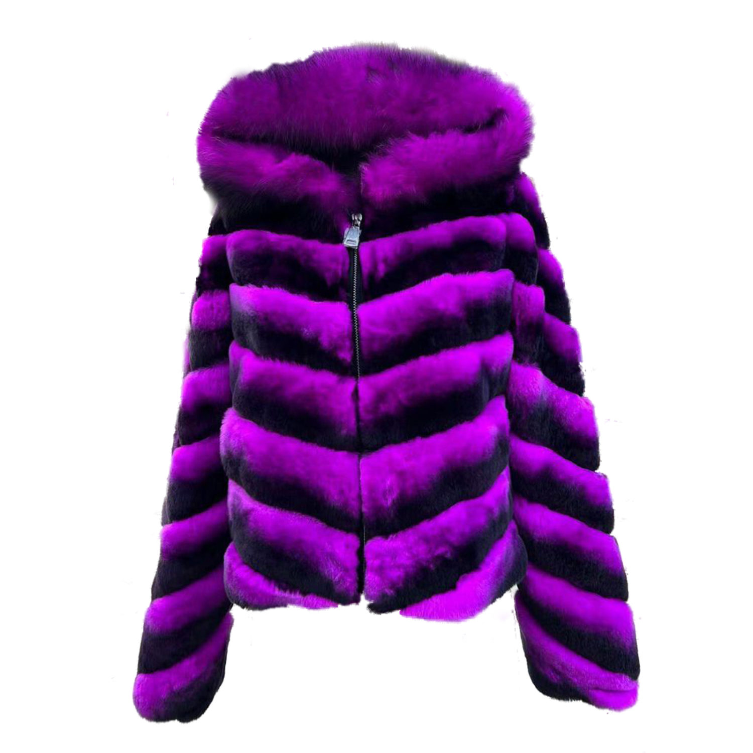 real rex rabbit fur coat with hood 100% wool bottom lvcomeff 220613 - Image 13