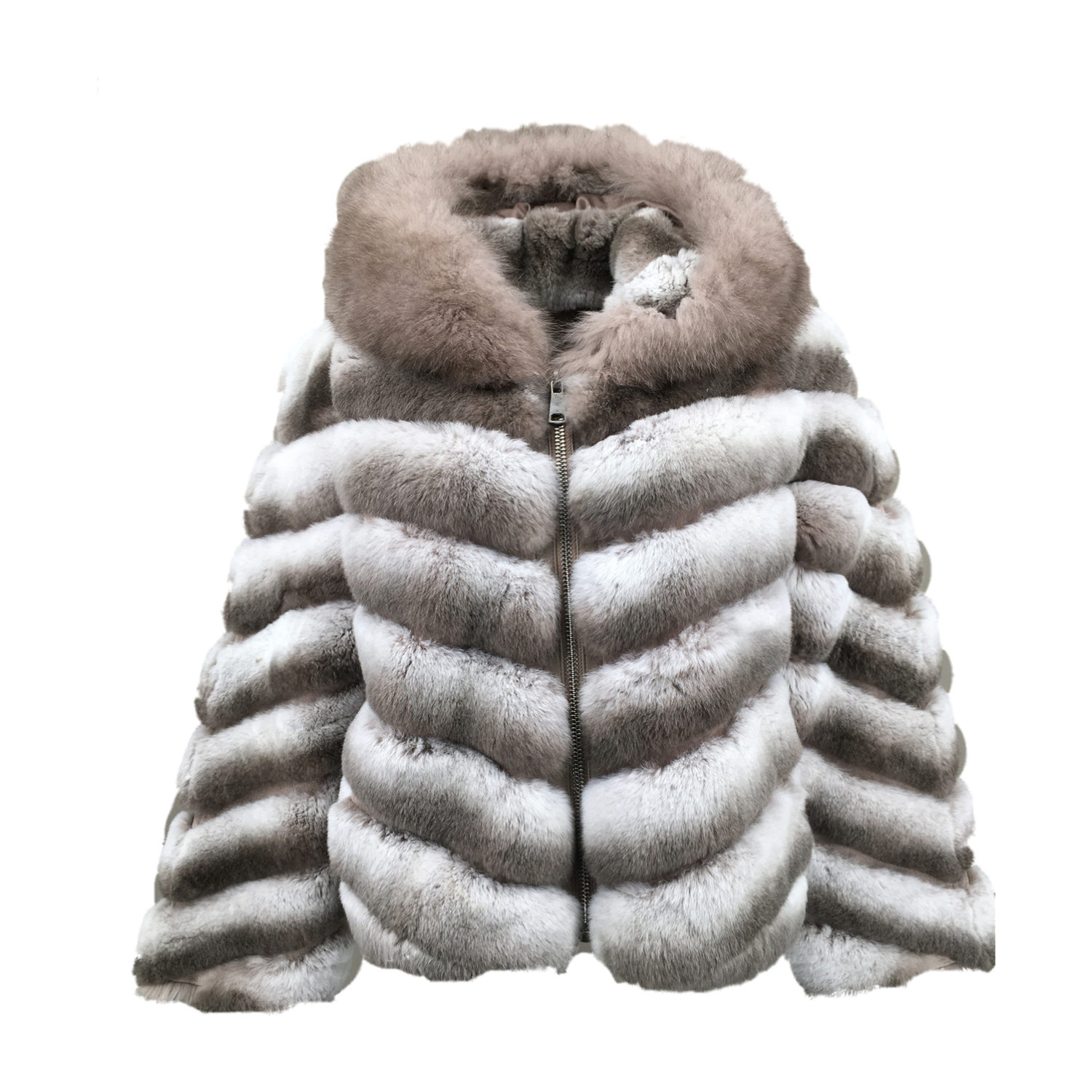 real rex rabbit fur coat with hood 100% wool bottom lvcomeff 220613